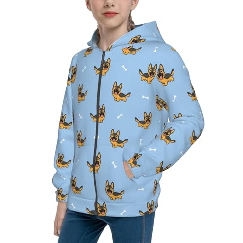 Cute Puppy Kid Hoodies Boys Zip Up Sweatshirts Girls Pullover with Pocket