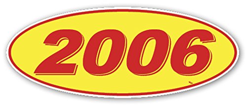 Image of Oval Model Year Window Stickers (Red Numbers on Yellow) (12 Per Pack) (2006)
