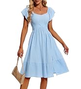 HomRain Women's Casual Dresses for Summer 2025, Vintage Graduation Square Neck Split Beach Dress ...