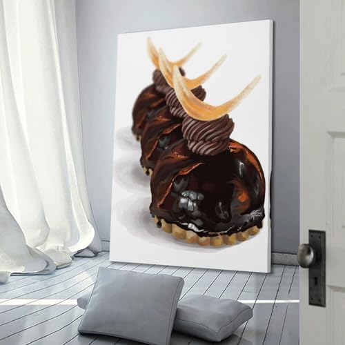 Poster chocolat motif cupcake moderne avec cadre à rayures chic