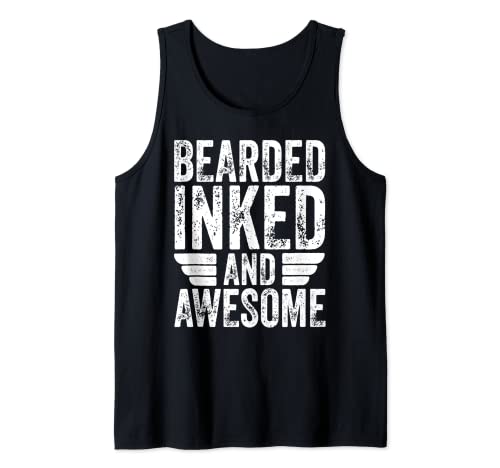 Mens Funny Beard Growers Shirt Bearded Inked And Awesome Tank Top