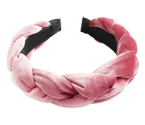 scicent Ladies Hair Bands Wide Headbands Thick Velvet Elastic Padded Vintage Headband for Women Girls Dark Pink 9511