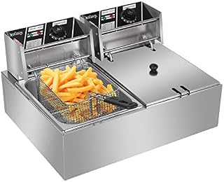 Karlhome 12L Deep Fat Fryer, 12.7QT Electric Deep Fryer w/Non-Slip Easy Clean Adjustable Temperature Control Stainless Steel Fryer with Basket & Lid, 220V 5000W