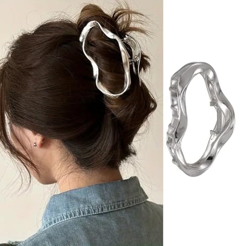 1 Pack Metal Hair Clips Silver Cloud Hair Claw Clips Large Strong Hold Hair Jaw Barrette Cute Cloud Nonslip Hair Accessories for Women Girls Holiday Wedding Birthday Beach Daily Hair Decoration