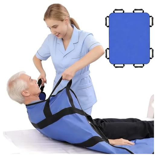 Transfer Board for Patient Lifter - 100 x 120 cm Sliding Cloth for Bedridden with 8 Handles, Slide Board Care, for Elderly & Bedridden Patients, for Seniors Bedridden Patients, Blue