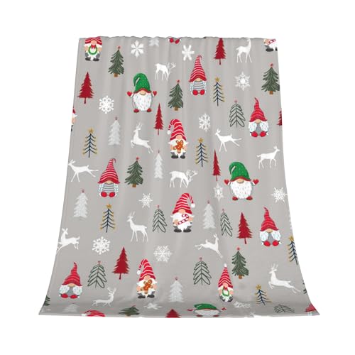 Gelasgo Couverture de Noël en flanelle ultra douce, confortable, chaude et légère pour adultes et enfants, lavable en machine, 100 x 130 cm