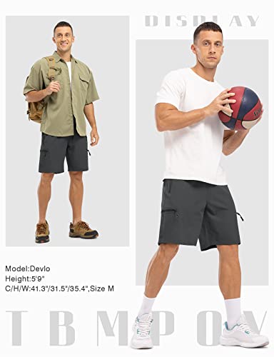 Tbmpoy Men's Hiking Shorts With 5 Zip Pockets 9'' Lightweight Outdoor Work Athletic Short For Men Travel Running Dark Grey Xxl #TOP6