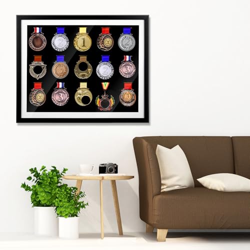 Image of Silipull 15 Medals Display Case 21.65 x 13.39 Inch Medal Shadow Box Frame Large 3D Wall Mounted Acrylic Display Case with 98% UV Protection for War Military Marathon Triathlon Runners All Medals