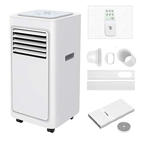 Famgizmo Climatiseur mobile 9000 BTU avec refroidisseur, déshumidificateur, ventilateur et mode sommeil, minuterie 24 h, télécommande, climatisation avec matériel de montage, R290 Cover