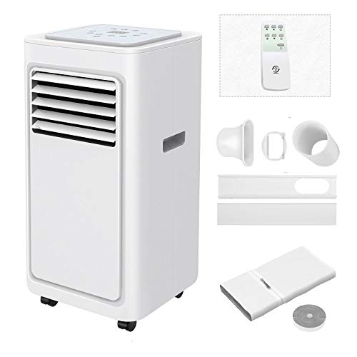 Famgizmo Aire acondicionado portátil 9000 BTU con enfriador de aire, deshumidificador, ventilador y modo de sueño, temporizador de 24 horas, mando a distancia, R290