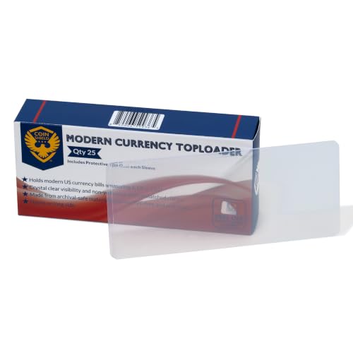 Coin Shield Currency Toploaders for Modern US Paper Money, 25 Count