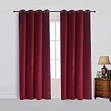 Cherry Home Set of 2 Velvet Room Darkening Blackout Curtain Panel Drapes Drapery 52 Inch Wide by 96 Inch Length with Grommet, Burgundy(2 Panels) Theater| Bedroom| Living Room| Hotel…