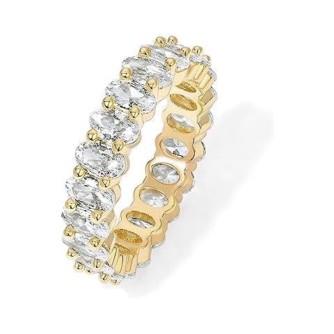 PAVOI 14K Yellow Gold Plated Love Rings Oval Cubic Zirconia 5mm Stackable Yellow Gold Rings for Women Size 7 Cover