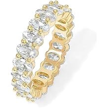 PAVOI 14K Yellow Gold Plated Love Rings Oval Cubic Zirconia 5mm Stackable Yellow Gold Rings for Women Size 7