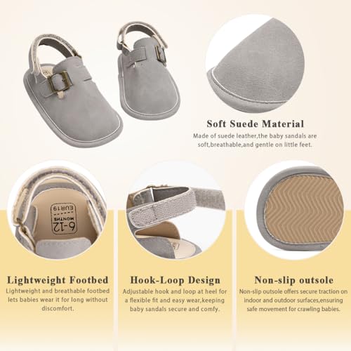 Image of KIDSUN Baby Boys Girls Sandals Adjustable Lightweight House Home Slippers Non Slip Newborn Prewalk First Walk Shoes