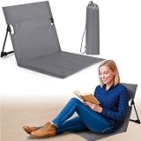 Jetec Foldable Floor Backrest Chair Portable Camping Chair with Storage Bag Light Weight Lazy Seat for Indoor Outdoor Bed Ground Park Lawn Concerts Hiking Beach(Gray)