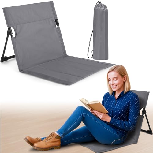 Jetec Foldable Floor Backrest Chair Portable Camping Chair with Storage