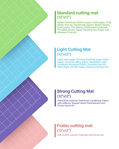 Gwybkq Cutting Mat 12 Pack 12x12, Compatible With Machine Variety Grip Sticky Pad Replacement Accessories for Silhouette Cricket Card Supplies Standard Light Strong Frabic