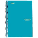 Five Star Spiral Notebook, 2 Subject, College Ruled Paper, 100 sheets, 9-1/2' x 6', Teal (06180AA4)