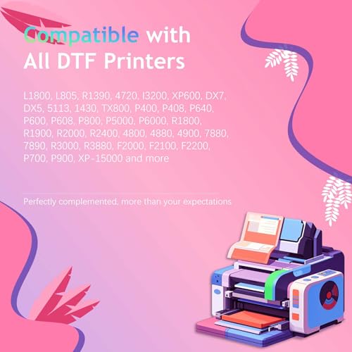 Image of DTF Ink Black 1000ML Refill for Printhead DX5 DX7 5113 XP600 L3200 4720 TX800 L1800 L805 R1390 DTF Printer, for DTF Heat Transfer Film Printing (1 Pack, Black)