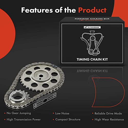 A-Premium Engine Timing Chain Kit W/Sprocket & Damper [Fits Ohv, 6Cyl 4.0L] Compatible With Jeep Cherokee 1987-1993, Comanche 1987-1992, Grand Cherokee 1993, Wagoneer 1987-1990, Wrangler 1991-1993 #TOP4