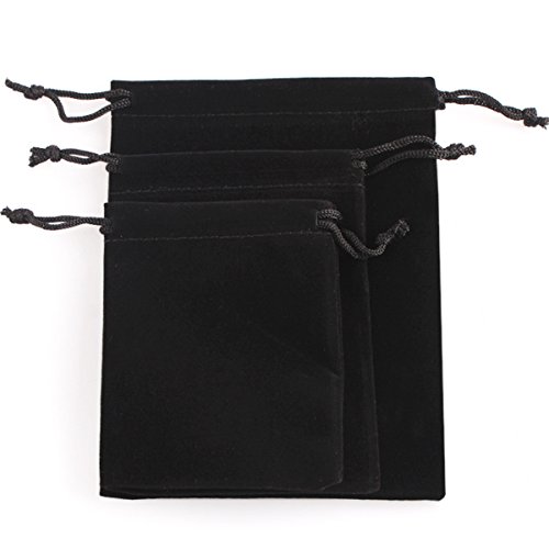 GraceAngie - 50 Pieces Wholesale Lot - Black Velvet Cloth Jewelry Gift Pouches/Drawstring Bags 3 X 4'' (8 * 10cm)