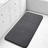 Yimobra Memory Foam Bath Mat Large Size, 44 x 24 Inches,Soft and Comfortable, Super Water Absorption, Non-Slip, Thick, Machine Wash, Easier to Dry for Bathroom Floor Rug, Dark Gray
