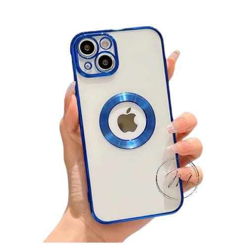 Image of MIDOS Silicone Back Cover Ring Logo Cut For Magsafe Compatible With iPhone 14 Lens Protection Chrome Back Case Cover For-iPhone 14 (2022) 6.1[Blue ]