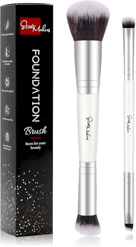 START MAKERS Makeup Brushes Dual-ended Foundation Brush - START MAKERS 2-in-1 Concealer Brush Face Eyebrow Eyeshadow Brush for Liquid, Powder, Buffing, Blending, Contouring Foundation Make Up Brushes(2Pcs)