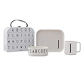 Design Letters Eat & Learn Tritan Set de regalo de maleta (Blanco) - J - Sin BPA, garantía de rotura, incluye plato, taza y cuenco, ideal para bebés y niños, disponible de la A a la Z