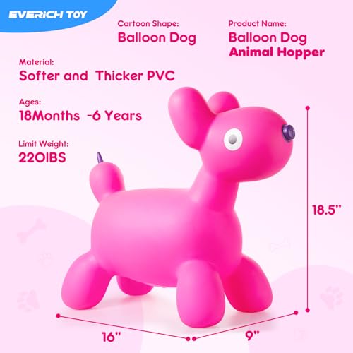 Image of EVERICH TOY Bouncy Animal Hopper, Ride-On Dog Hopping Toy for Toddler 18M+ | Inflatable Horse Hopping Toy for Boys Girls, Indoor Outdoor Bouncy Dog Toy for 2 Year Old Kids, Gift for 3 4 5 6 Yrs W / Pump