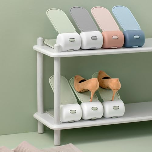 Organizador de zapatos ajustable azul de doble capa para ahorrar espacio 5