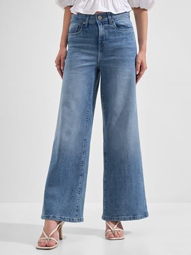 Image of Tokyo Talkies Wide Leg Jeans |Flared |Baggy Jeans|Blue White & Black|Loose Fit