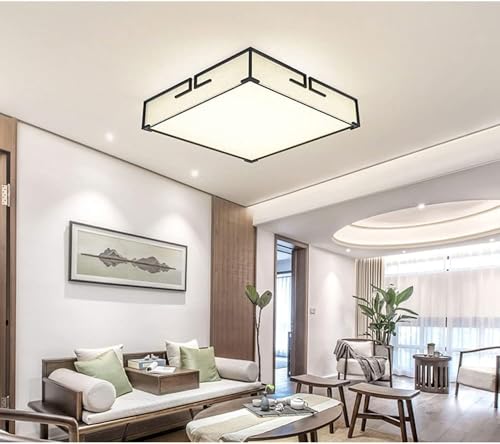 Plafonnier LED carré chinois en tissu 50cm à intensité variable - 3