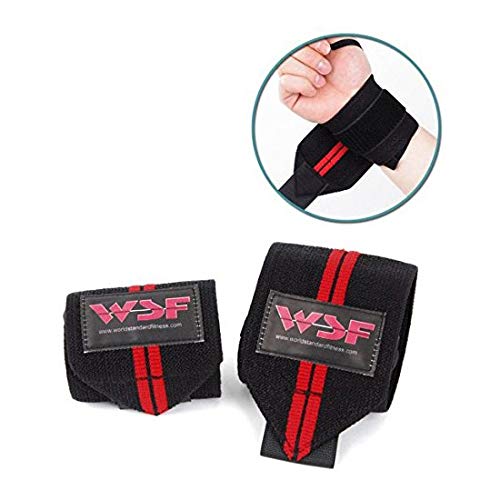 WSF Red Line Wrist Wraps Protect Wrist Power Lifting Fitness Heavy Weight Unisex One Size