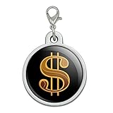 GRAPHICS& MORE Dollar Sign Symbol Chrome Plated Metal Pet Dog Cat ID Tag