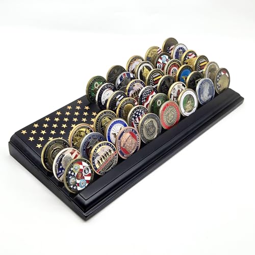 Soporte para monedas de desafío con bandera de EE. UU. y 6 filas de gran capacidad