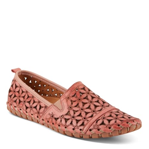 Image of Spring Step Flowerflow Shoes for Women - Leather Womens Loafer with Floral Laser Cutout - Comfortale Slip-On Shoes for Womens