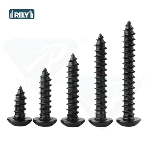 Image of Rely⇒VP INDUSTRIES (Pcs-25) No.8x19 mm Allen Button Head Self-Tapping Screw - Black Zinc, Button Cap Head for Furniture, Crib, Bunk Bed, Cot, and Bolt Assembly