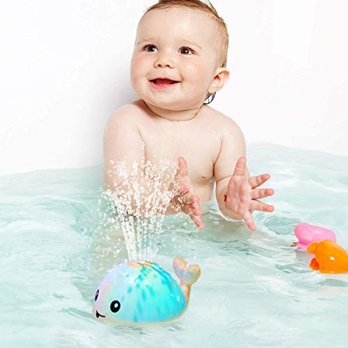 HLXY Baby Bath Toy, Water Spraying Whale Squirt Toy LED Light Up Bath Toys Bathtub Shower Pool Bathroom Toy for Baby Toddler Infant Kid Water Electronic Induction Sprinkler - Thumbnail 2