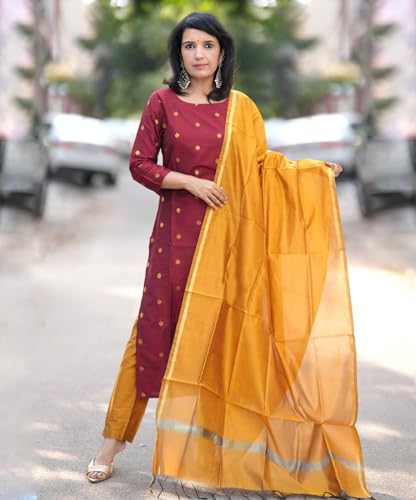 Image of GoSriKi Viscose Printed Kurta for Women | Kurti Set Woman | Kurta with Pant & Dupatta | Straight Ethnic Suit | Indian Outfit Ladies Dress Stylish Traditional Clothing Party Office Fashion Look Style