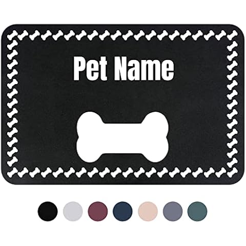 JMIPET Personalized Dog Food Mat Custom Name Dog Bowl Mats with Waterproof and Easy to Clean Cat Eating Placemat Non Spill Puppy Dish Tray Non Slip Cover
