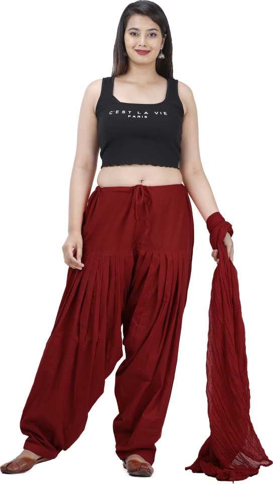 abrav Women's Cotton Jaipuri Semi Combo Patiala Salwar Pyjama with Dupatta (IN, Numeric, 45, Regular, Standard, MAROON)-picture-46