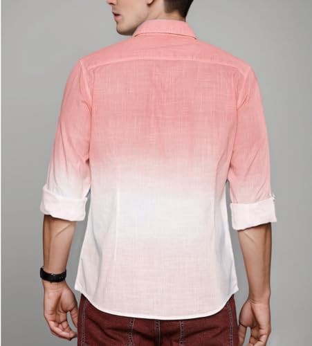Image of IndoPrimo Men's Cotton Shirt with Full Sleeves Spread Collar Classic Style Solid Pattern Regular Fit and Standard Length