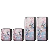 Depleadofei 桜 ハチドリプリント 冷蔵庫ドアハンドルカバー 4点セット 洗える家電ハンドルプロテクター オーブン、冷蔵庫、電子レンジ用