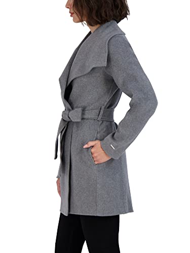 Image of TAHARI Women's Double-faced Luxury Soft Wool Blend Peacoat- Wrap Wool Coat With Removable Belt