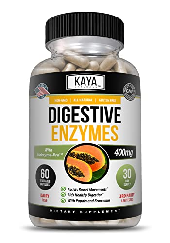 Kaya Naturals Digestive Enzymes With Prebiotics & Probiotics - Constipation & Bloating Relief - Weight Management Pills For Women & Men - Aids Immune Function - Digestion Support - 60 Veggie Capsules #TOP18