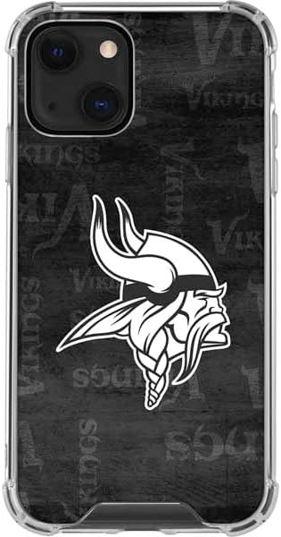 Skinit Clear Phone Case Compatible with iPhone 13 - Officially Licensed NFL Minnesota Vikings Black & White Design