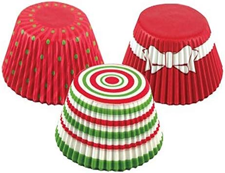 Fox Run Christmas Circles Bake Cup Set, 3 x 3 x 1.25 inches, Multicolored