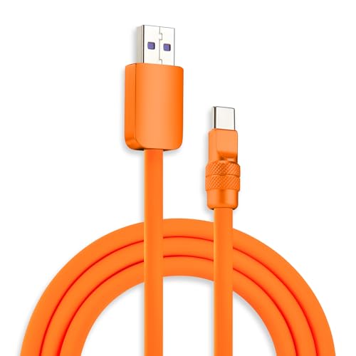 Image of chubbycable Chubby 2.0 Fast Charging Cable Durable Soft Silicone USB C Cable 120W Extra Thick Charger Cord Compatible with iPhone 17-15 Series iPad, Orange+Orange, USB-A to Type-C, 6.6 FT
